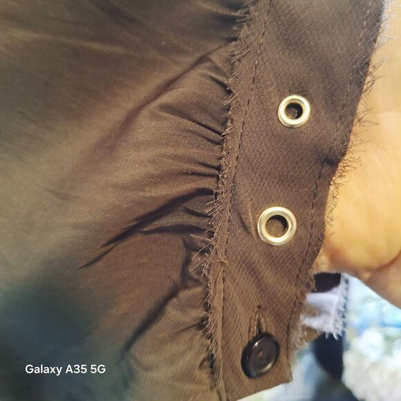 Chico Espresso Batwing Button-Detail Oversized Blouse W/ Grommet Accents & Ruche - Picture 4 of 10